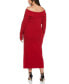Фото #2 товара Plus Size Off-The-Shoulder Long Sleeve Sweater Dress