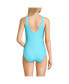 Фото #3 товара Women's Chlorine Resistant Texture High Leg Soft Cup Tugless Sporty One Piece Swimsuit