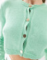 ASOS DESIGN cropped cardi with gold buttons in green