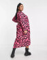 Фото #2 товара Yours tie front midi dress in pink leopard print