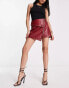 Фото #8 товара ASOS DESIGN faux leather mini skirt with stud details in red