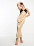 River Island colour block maxi slip dress in beige 44 - фото #5