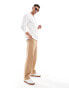 ASOS DESIGN relaxed linen chino trousers in brown