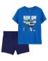 Фото #1 товара Toddler 2-Piece Ride On Graphic Tee & Pull-On Cotton Shorts Set 5T