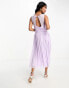 Фото #4 товара Little Mistress Bridesmaids cross front gathered midi dress in mesh in lilac
