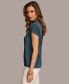 ფოტო #3 პროდუქტის Donna Karan Women's Allover Pleat Short Sleeve Top