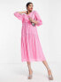 Vero Moda textured midi dress in pink