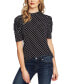 Фото #1 товара Women's Ruched Short Sleeve Polka-Dot Knit Top