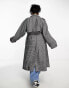 Фото #6 товара ASOS DESIGN Curve heritage check trench coat in mono