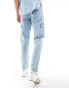 DTT rigid straight fit cargo jeans in light blue