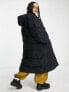 Daisy Street Plus maxi puffer coat in black jumbo corduroy with hood