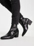 Фото #2 товара ASOS DESIGN heeled chelsea boot in black faux suede with flame diamante detail