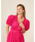 Фото #4 товара Платье макси с V-образным вырезом CeCe Women's Puff-Sleeve Tie-Waist