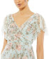 Women's Floral Flutter Sleeve V-Neck Maxi Dress