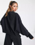 Nike mini swoosh extra oversized crop sweatshirt in black and sail Черный, XL - фото #2