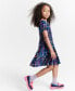 Фото #2 товара Girls Inky Floral-Print Smocked Dress, Created for Macy's