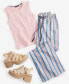 ფოტო #7 პროდუქტის Women's Striped Elastic-Waist Wide-Leg Pants