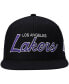 ფოტო #3 პროდუქტის Men's Black Los Angeles Lakers Hardwood Classics Script 2.0 Snapback Hat