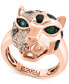 EFFY® Diamond (1/3 ct. t.w.) & Emerald Accent Panther Head Ring in 14k Rose Gold