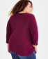 Plus Size Pima Cotton 3/4-Sleeve Top, Created for Macy's