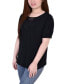 ფოტო #3 პროდუქტის Petite Size Short Puff Sleeve Top with Lace