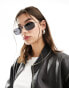 Фото #2 товара Jeepers Peepers rectangle metal sunglasses in silver