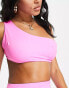 ASOS DESIGN mix and match sleek one shoulder bikini top in bright pink