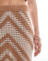 Фото #4 товара ASOS DESIGN knitted skirt with tassel hem in chevron stitch co-ord in brown