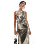 Фото #2 товара TFNC metallic multiway maxi dress in liquid gold