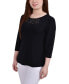 Фото #3 товара Petite 3/4 Sleeve Crepe Knit Top