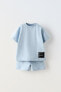 Plush t-shirt and bermuda shorts co-ord with label detail