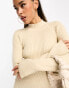 Фото #4 товара Pretty Lavish high neck ribbed knit midaxi dress in beige