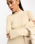 Фото #2 товара Pretty Lavish high neck ribbed knit midaxi dress in beige