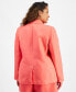 ფოტო #4 პროდუქტის Trendy Plus Size Solid Linen Single-Breasted Woven Blazer, Created for Macy's