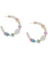 ფოტო #4 პროდუქტის Gold-Tone Multicolor Mixed Stone C-Hoop Earrings