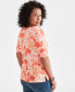 Фото #4 товара Women's Printed Elbow-Sleeve Boat-neck Top, Created for Macy's