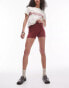 Topshop acid wash rib knicker short in burgundy