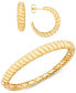 Polished Croissant Twist Bangle Bracelet in 14k Gold-Plated Sterling Silver