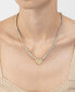 Фото #2 товара ADORNIA 17.5" Baguette Tennis Necklace 14K Gold Plated with Pave Heart Pendant
