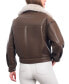 Фото #2 товара Women's Cropped Faux-Leather Motorcycle Coat
