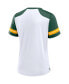 Фото #3 товара Women's White/Green Green Bay Packers Foiled Primary Lace-Up T-Shirt