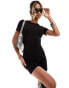 Фото #1 товара Naked Wardrobe double layered sculpted short sleeve unitard playsuit in black