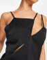 Фото #2 товара Lola May satin asymmetric cut out mini dress in black