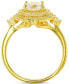 Cubic Zirconia Hexagon Halo Ring in 14k Gold-Plated Sterling Silver