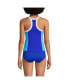 Фото #2 товара Women's Chlorine Resistant High Neck Zip Front Racerback Tankini Swimsuit Top