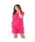 Plus Size Two-Piece French Terry Sleep Set Pink Burst, 1X - фото #1