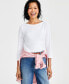 ფოტო #1 პროდუქტის Women's Pima Cotton 3/4-Sleeve Boat-Neck Top, Regular & Petite, Created for Macy's