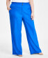 Фото #4 товара Plus Size Linen-Blend Wide-Leg Pants, Created for Macy's