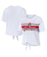 ფოტო #1 პროდუქტის Women's White Ohio State Buckeyes Striped Front Knot Cropped T-shirt