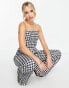 Фото #3 товара Extro & Vert bandeau wide leg jumpsuit in houndstooth check